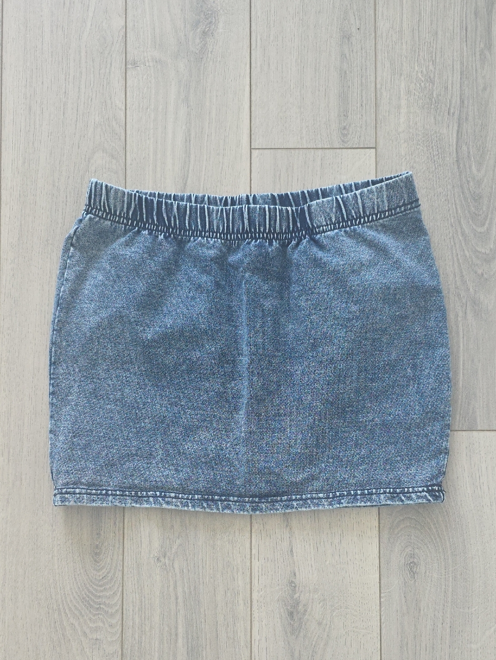 Denim Elastic-Waist Mini Skirt - Blue